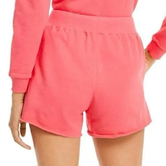 BLANK NYC Sweat Shorts Women’s M Coral Pink Cut-Off Drawstring Take Me There NWT - Picture 2 of 13